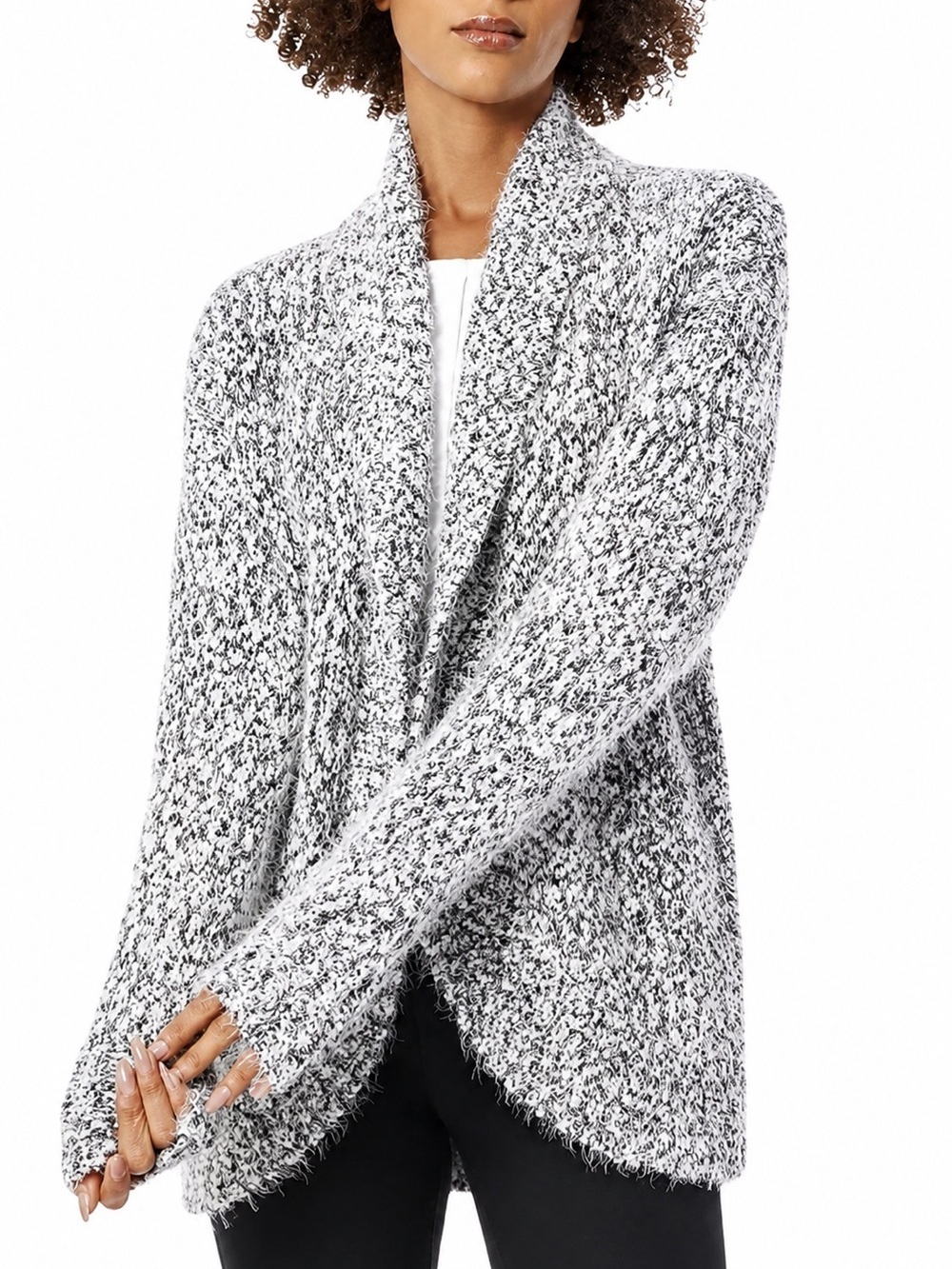 Kensie Eyelash Textured Cardigan Sweater size L
